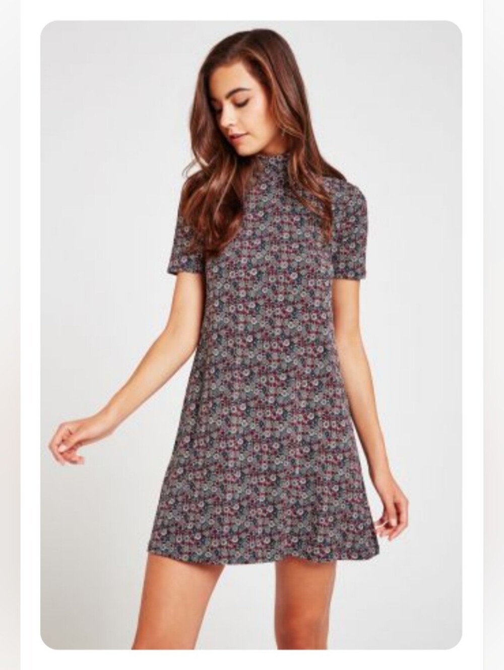 🏷️ 3/$8 BCBGeneration Women's Soft Stretch Mock Neck Shirt Dress Size Small